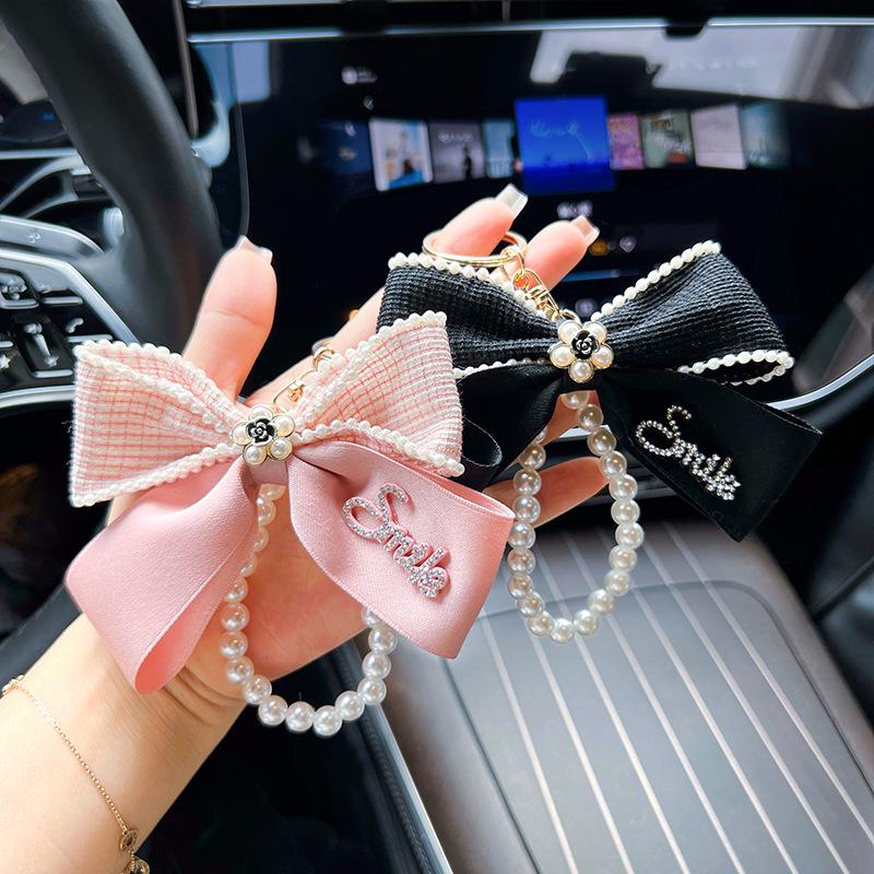 Camellia Bow & Pearl Keychain Pendant for Bags