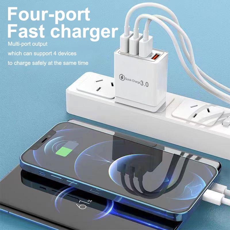 Colorful 4-Port USB Travel Charger 5V/2.4A Fast Charging Australian Standard