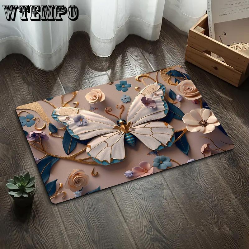 3D Butterfly Carpet Floor Mat Anti Slip Bathroom Entrance Door and Foyer Floor Mat