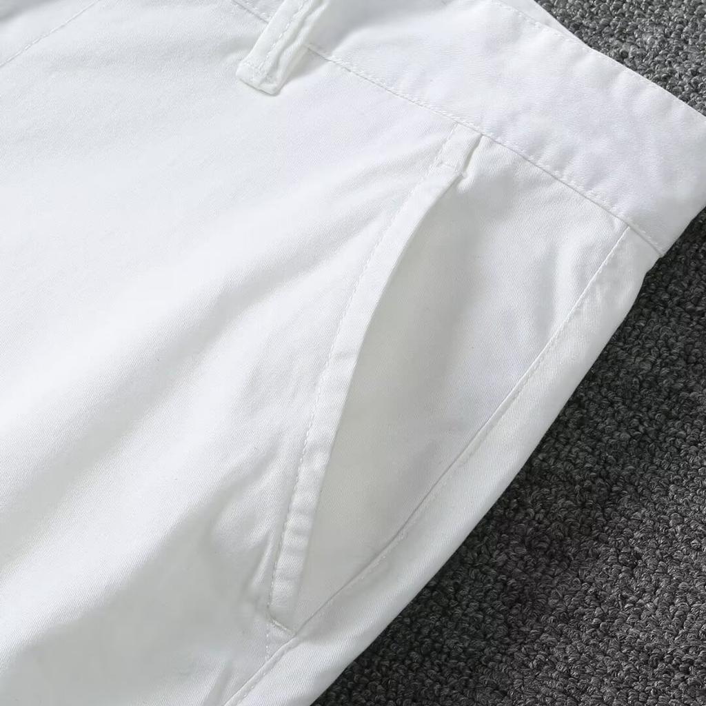 Summer Men's Slim Fit Straight Shorts Men Casual Workwear Beach Shorts Male Elastic Waist Multi Pockets Sportwear Men Cotton Pants