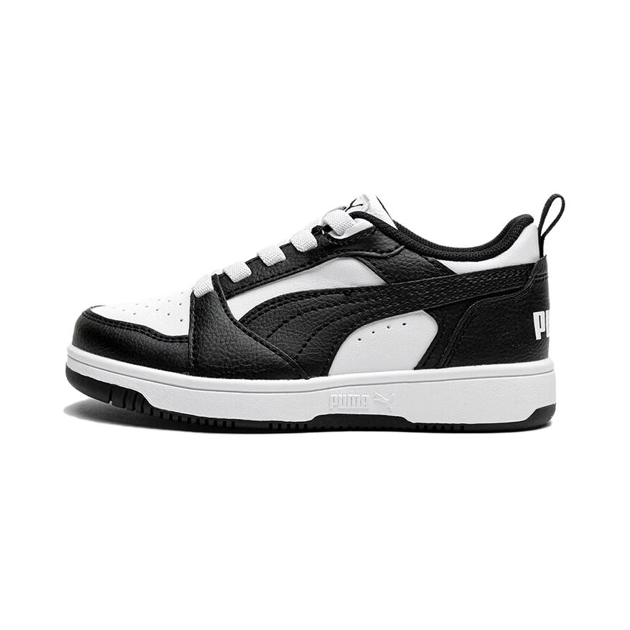 New PUMA Rebound V6 Low Top Kids' Skateboarding Shoes Black White Kids' 396742-01