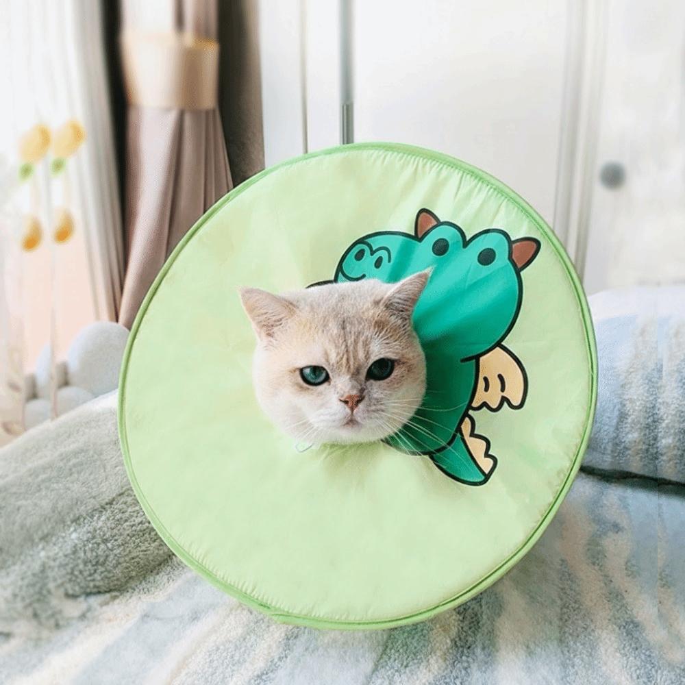 Süßes verstellbares Katzenhalsband Elizabethan Anti-Biss Bequem für die Genesung von Katzen Cartoon Leichtgewichtige Katzenkegelhalsband Wundpflege