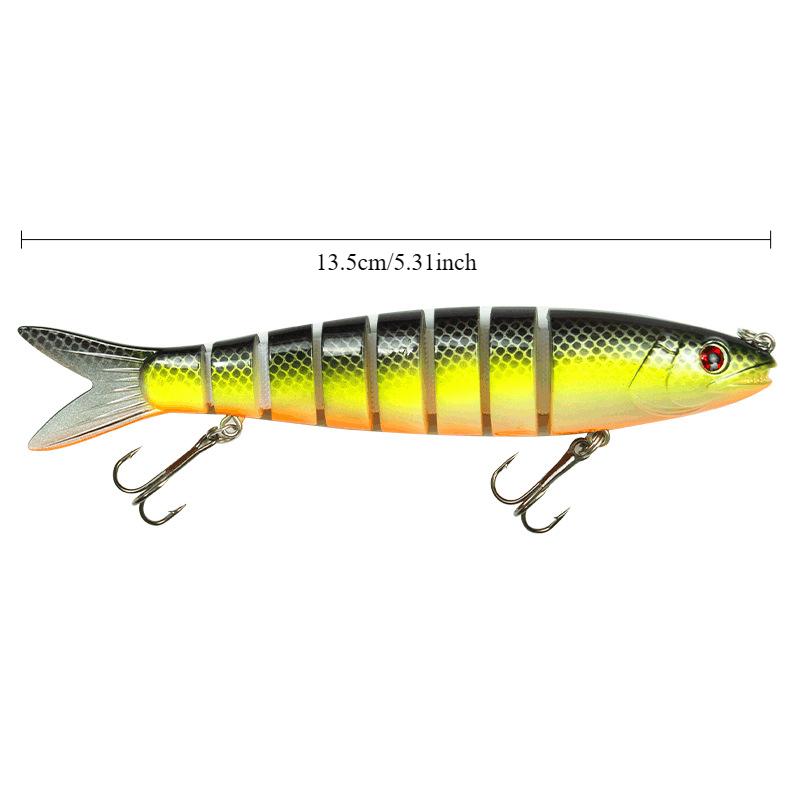 3 Pcs Realistic Swimming Bait Multi Joint Fish Lure Bait for Freshwater Saltwater Fish with 2 Treble Hooks