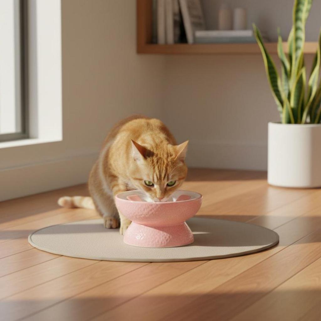 Schräge Katzenfutter-Schale Anti-Verschüttung Erhöhte Katzenfutter-Schale Keramik-Tiernapf Leicht zu Reinigen Erhöhte Langsamfresser-Schale Rutschfest