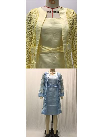 Damski dwuczęściowy komplet: koronkowy kardigan i sukienka