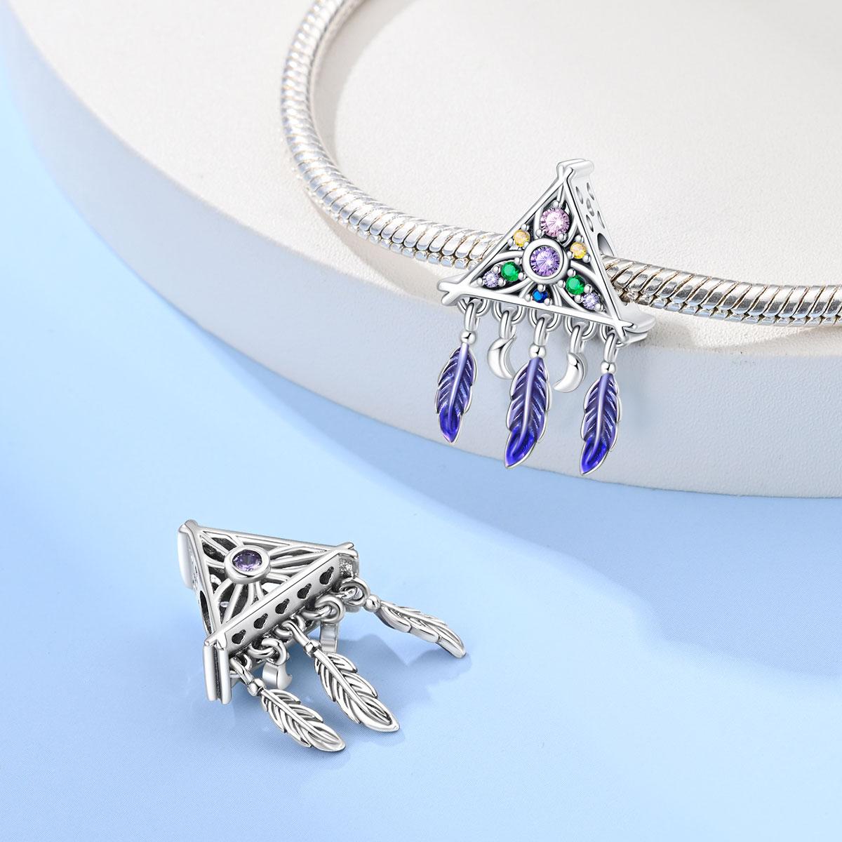 

Plated 925 Silver Youth Pentagonal feather Charms Fit 925 Charms Bracelet Beads Jewelry Gifts for Women