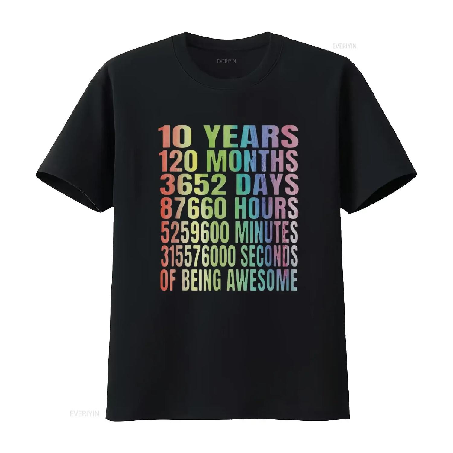 

Womens Kids 10 Years Old 120 Months T Shirt 10th Birthday Ideas White Medium vintage Washed graphic homme Slightly Comfortable S чёрный