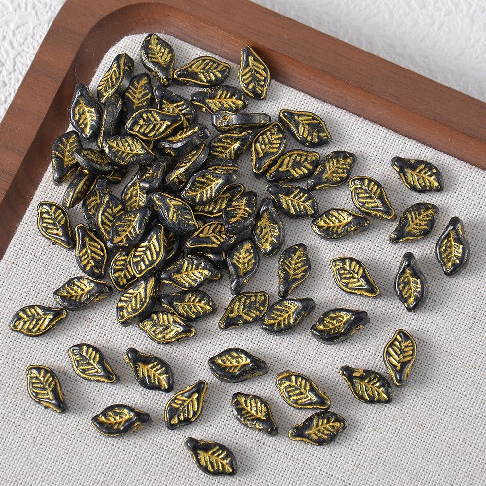 Czech Glass Hollow Maple Leaf Beads for DIY Hair Accessories