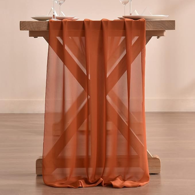 White Chiffon Table Runners Sheer Table Runner Wedding Arch Chair Sashes for Baby Shower Birthday Party Table Top Decoration