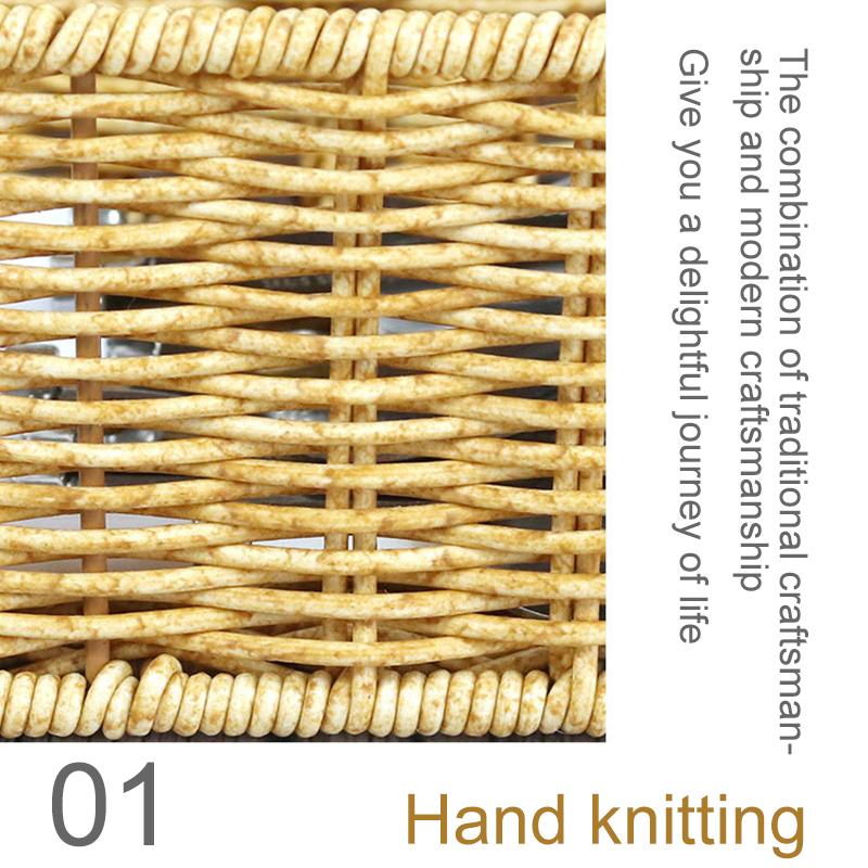 1Pc PP Removable Hand-woven Practical Storage Basket Simple Storage Case Desktop Organizing Box Imitation Rattan