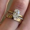 3-Piece Oval Cubic Zirconia Ring Set for Women Detachable Luxury Bridal Jewelry