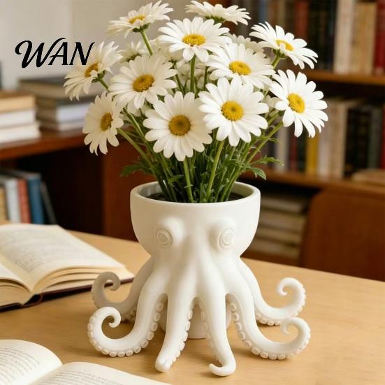 Octopus Vase 3D Printed Planter Nautical Tentacle Flower Pot for Watertight Desk Home Decor Ocean Animal Small Plants Creative