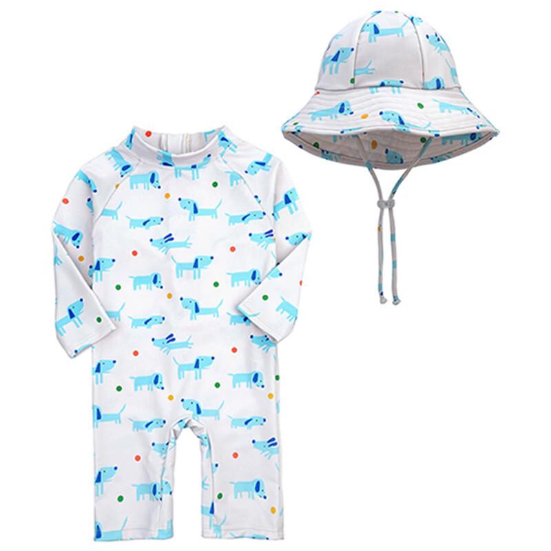 Baby Quick-Dry Skirted One-Piece Swimsuit with Sun Hat