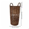 Tall Wicker Basket Crosshatch Band Handwoven Vintage Finish