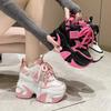 Damen High Platform Casual Lederschuhe 2025 Neu Herbst Schnür-Chunky-Sneakers 10CM Wedges Versteckte Absätze Freizeitschuhe Frau