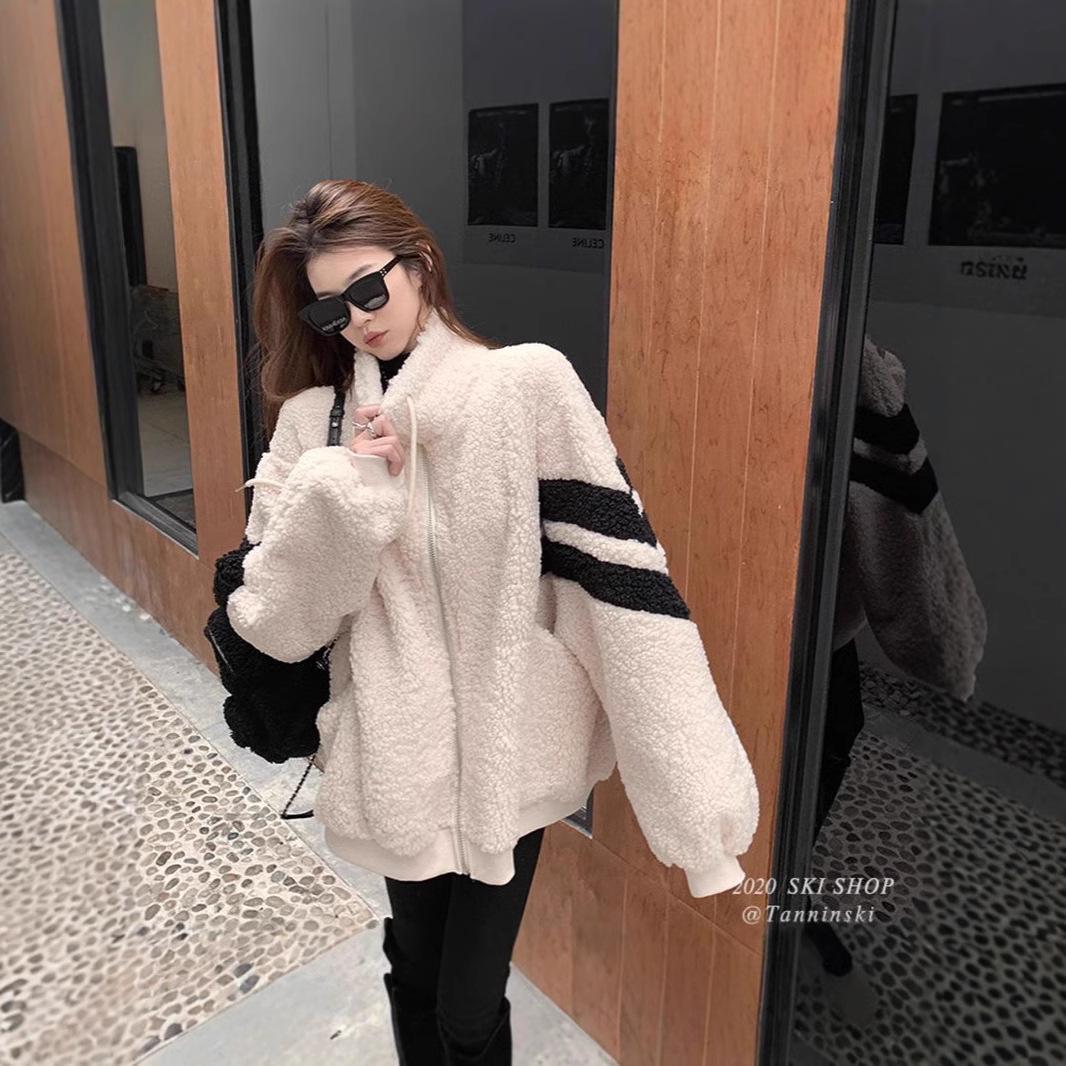 

Women s Plus Size 2024 Winter Thick Lambswool Zipper Coat M абрикосовий