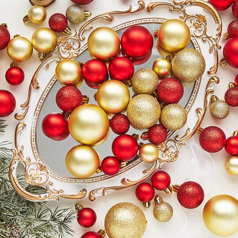 1 Box Shatterproof Decorations Balls Stylish Christmas Tree Round Shaped Balls Decor Home Creative Decoration Gifts