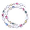 10mm Multicolor Green Blue Purple Yellow Opal Gem Stone Chain 18K Gold Plated Jewelry Big Emerald Gemstone Necklace for Men