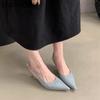 Fashion SUOJIALUN 2024 Summer New Brand Women Sandal Fashion Pointed Toe Shallow Ladies Elegant  Slingback Shoes Thin Med Heel Pumps