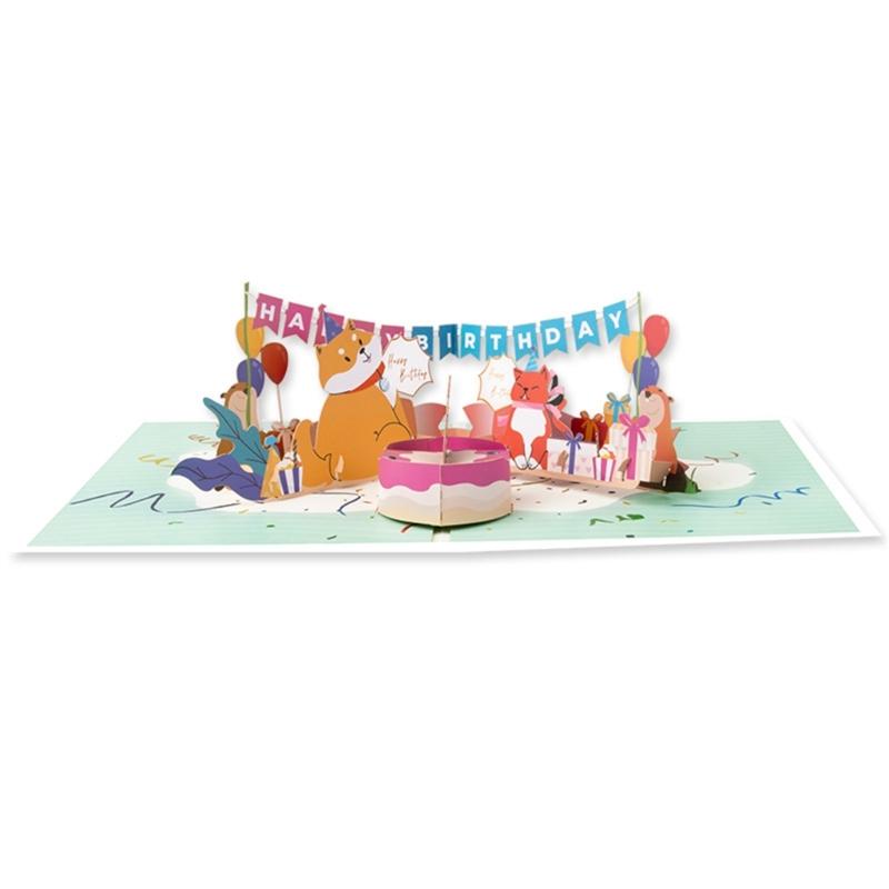 Animal Scene Greeting Card Happy Birthday Card with Matching Envelope Birthday Invitation For Anniversary Baby Showers