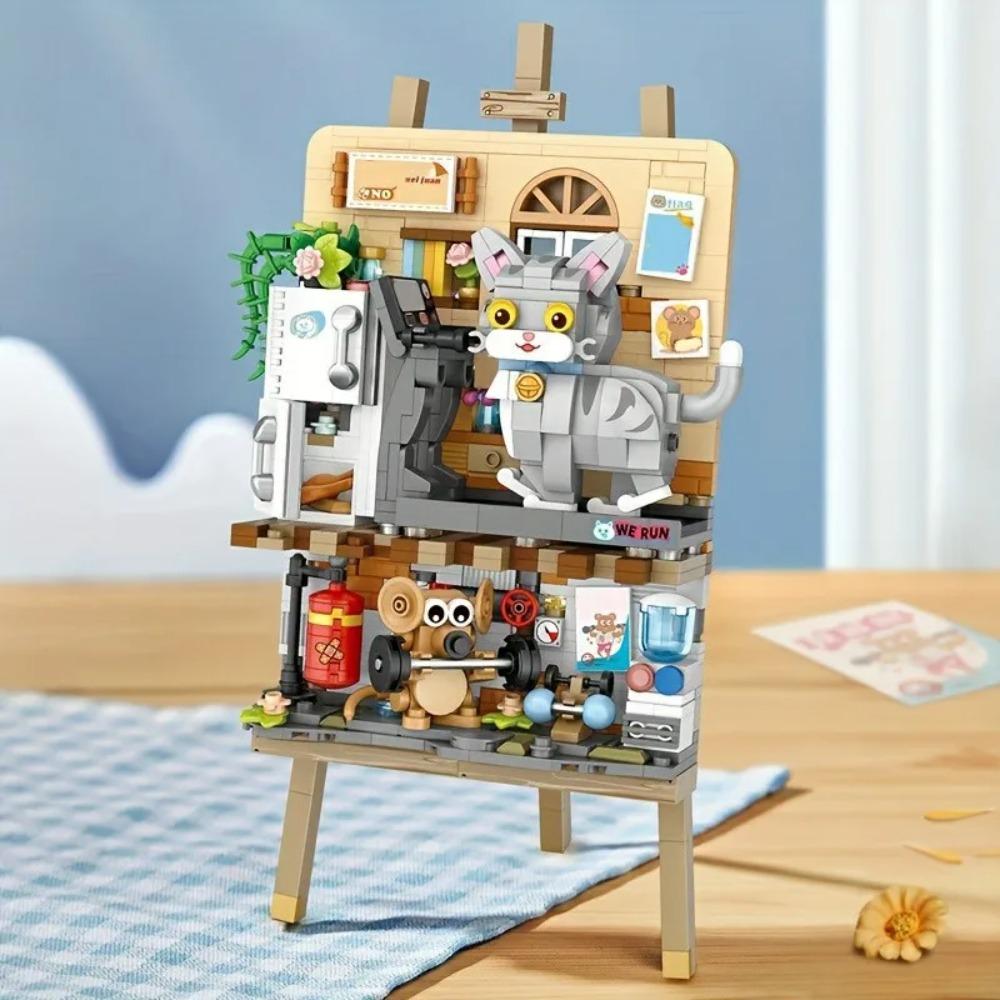 Animal Building Blocks Creative Cute Kitten 3D Painting Ornaments Children's Assembly Toys Boys Girls Gifts