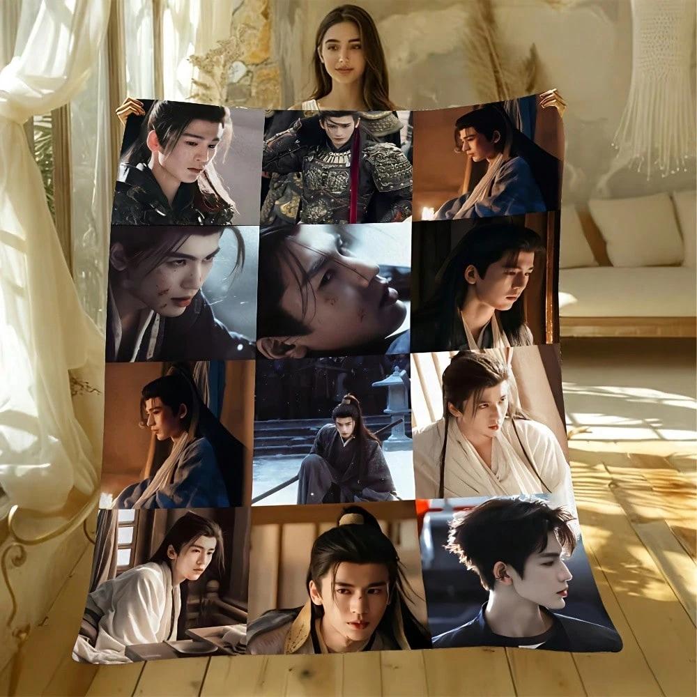 Drama Zhu Yu Character Print Flannel Blanket, Soft All-season Blanket for Sofa Bed Office Nap, Ideal Holiday Gift