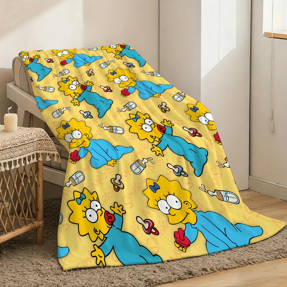 The Simpsons Throw Lightweight 240g Flannel Blanket Soft Skin-friendly for Summer Cooling