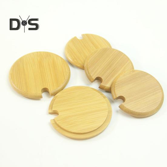 Tapa de bambú para taza con agujeros para cucharas, tapa de madera para recipientes, frascos y tazones, reutilizable, de grado alimenticio, hermética, accesorios para bebidas de fiesta.