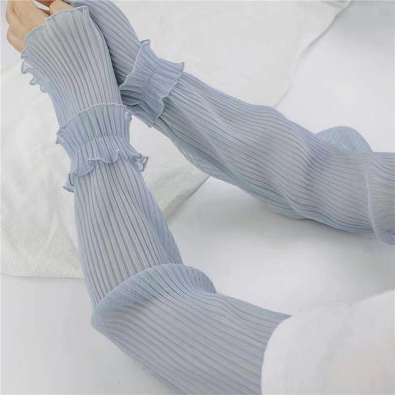 

Летние длинные перчатки без пальцев женские рукава для защиты от солнца перчатки женские тонкие кружевные сетчатые рукава для рук солнцезащитные УФ дышащие митенки