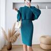 French style western-style sweater two-piece set thickened autumn and winter base dress fashionable knitted suspender dress