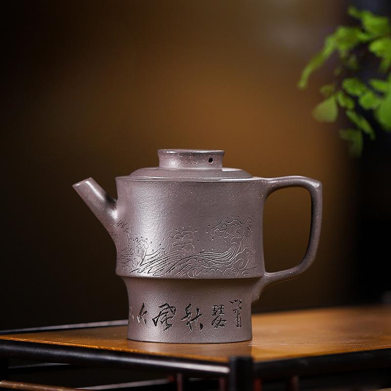 

200 мл креативные чайники из фиолетовой глины Исин, большой ручной работы, чайник из сырой руды, лазурной глины, китайский чайный сервиз Цзыша, ча