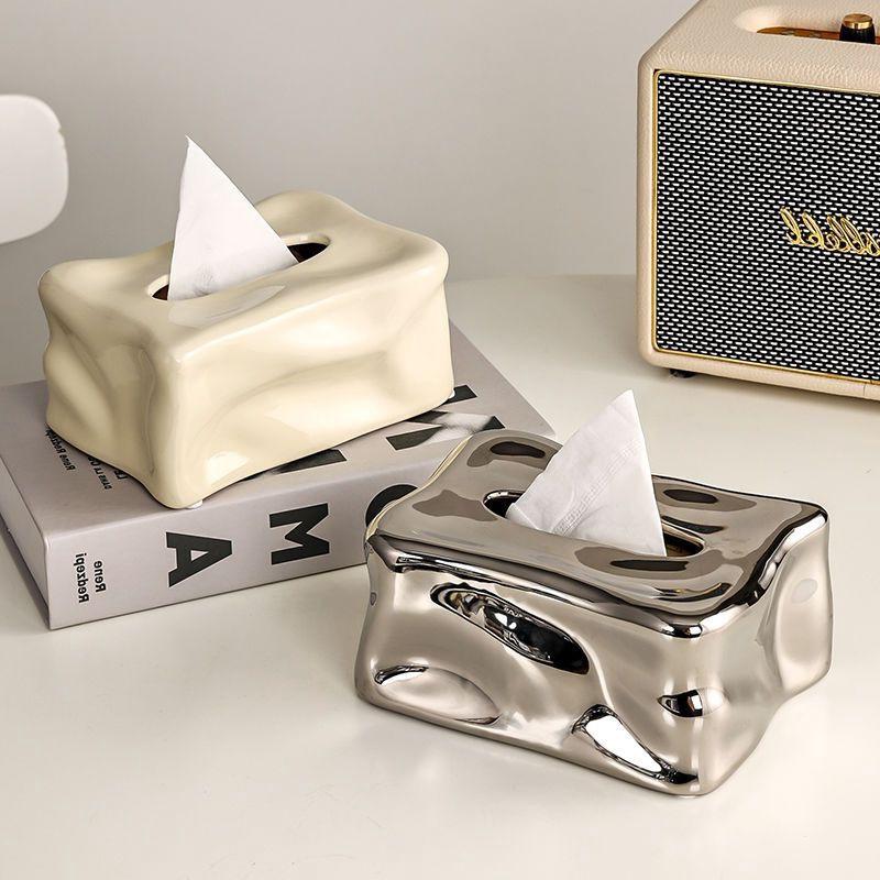 Ceramic Luxury Tissue Box Modern Creative Minimalist Style with Unique Design for Living Room Home Decor Highend Elegant Stylish