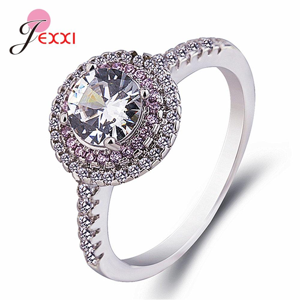 

S925 Sterling Silver Promise Rings for Lover Girlfriend Birthday Anniversary Gift Multi Cubic Zircon Inlay Paved Loop Jewelry 5 розовый