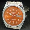 JAPAN VINTAGE REFURBISHED SEIKO 5 AUTOMATIC 6309A MENS ORANGE WATCH a442426-1