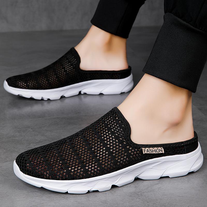 Hollow Out Loafers Outdoor Mesh Flats Breathable Moccasins Comfy Sneakers Cool Muller Shoes Half Shoes Summer Mens Casual Shoes