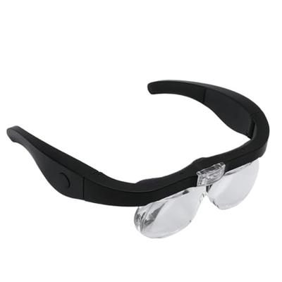 Meichoon Head-Mounted Magnifying Glasses, USB Rechargeable, with 2 LED Lights, 1.5X, 2.5X, 3.5X, 5X Adjustable Lenses, 4 Lenses for Close Work