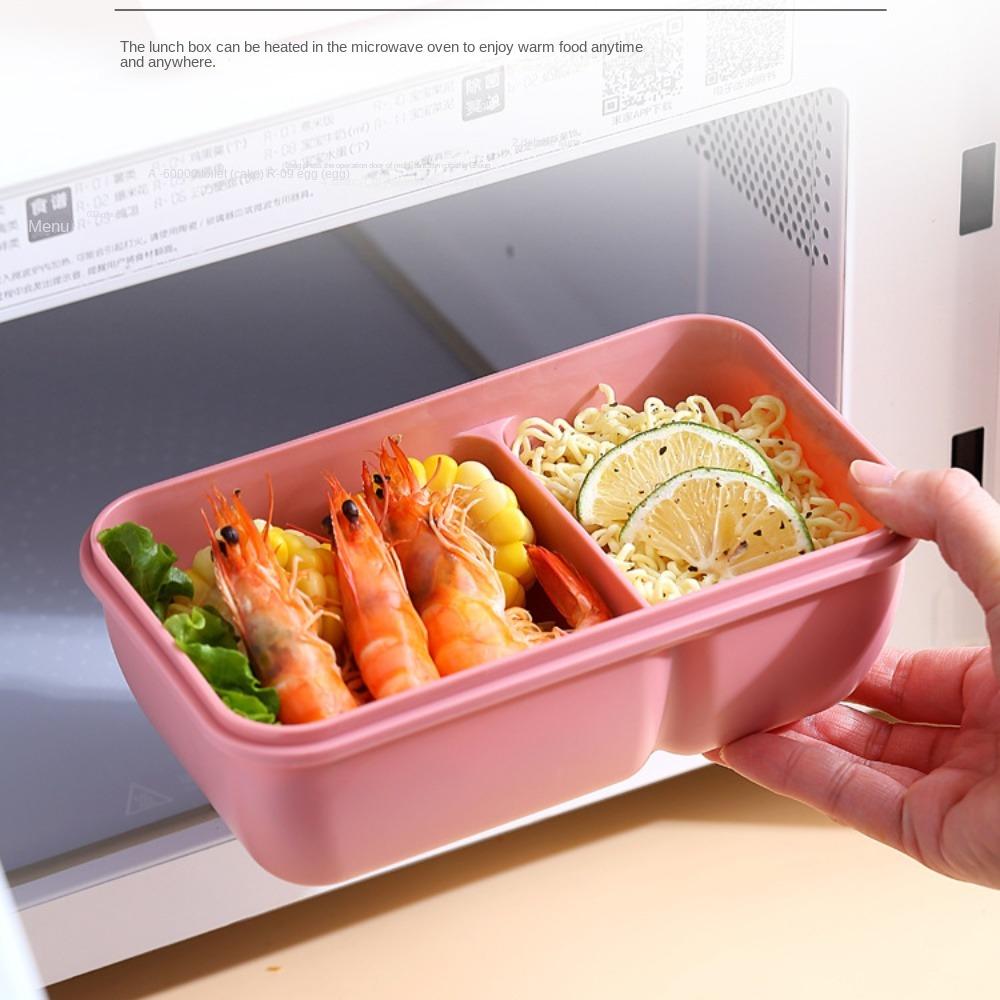 Portable Lunch Box with Cutlery Plastic Divided Lunch Box New Simple Lunch Box