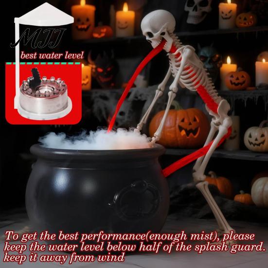 Lighted Witch Pot for Party Decor Halloween Cauldron Fog Machine, Ultrasonic Mist Maker with Glowing LED, Unique Gothic Holiday Gift