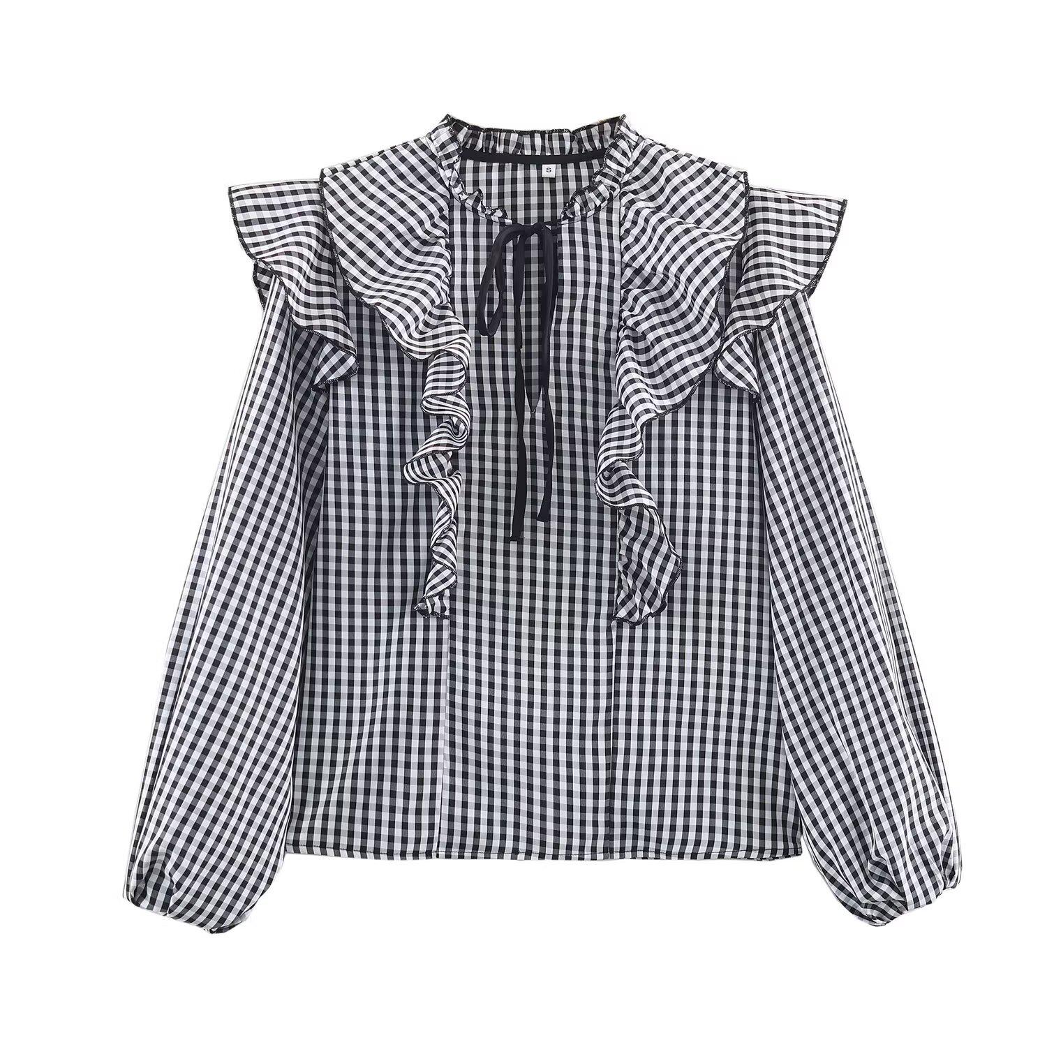 

2026 Spring/Summer Women s European & American Style Plaid Layered Casual Shirt - X412046 L