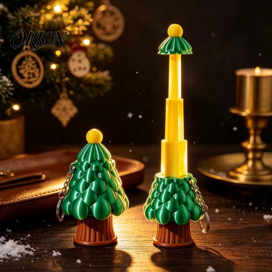 Festive Tree Keychain Retractable Christmas Longsword Toy, 3D Printed Xmas Stress Relief Toy Keychain, Holiday Mini Fidget for Backpack Charm