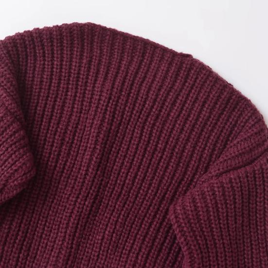 Pulover pentru femei Topuri cu decolteu cu mânecă lungă haină de tricotat cu un singur piept cu buzunare Pulover de culoare uni Cardigan