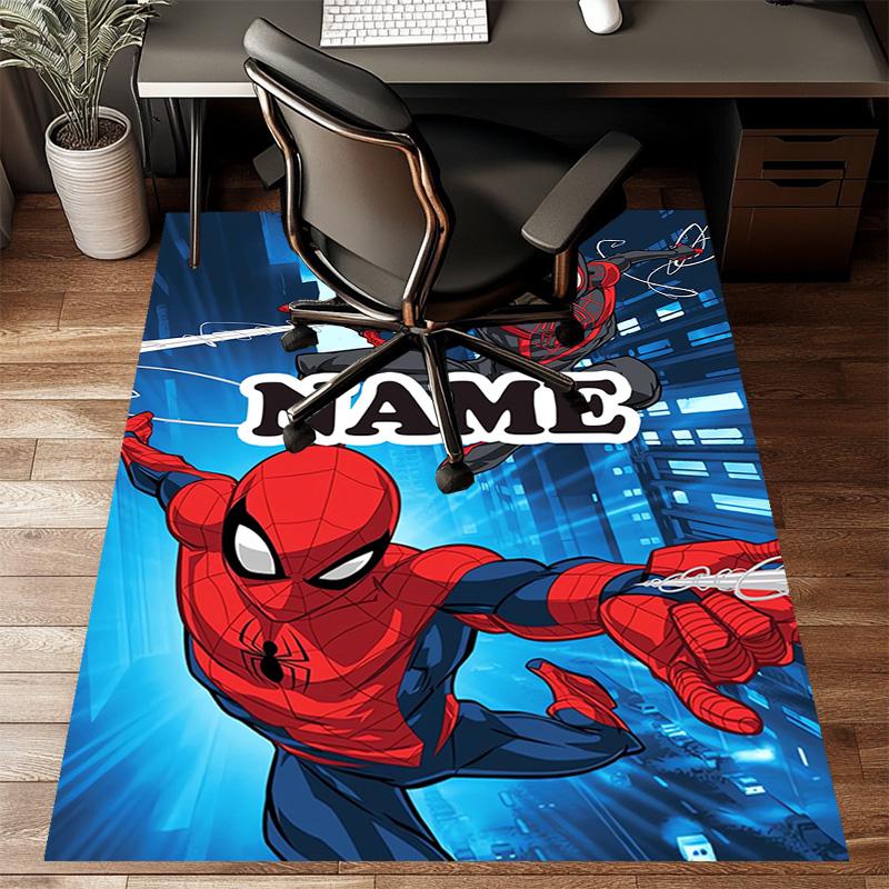 Custom Spider Man Mat Personalized Name, Polyester Washable Indoor Entryway Rug, Gift for Christmas, Easter, Thanksgiving Day