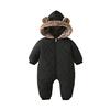 Toddler Baby Winter Warm Hooded Jumpsuit Cotton Down Zipper Bodysuit