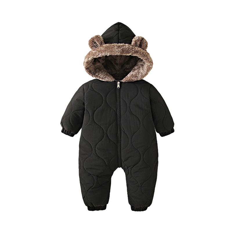 Batole Dětský Zimní Teplý Kombinéza s Kapucí Bavlna Peří Zip Body