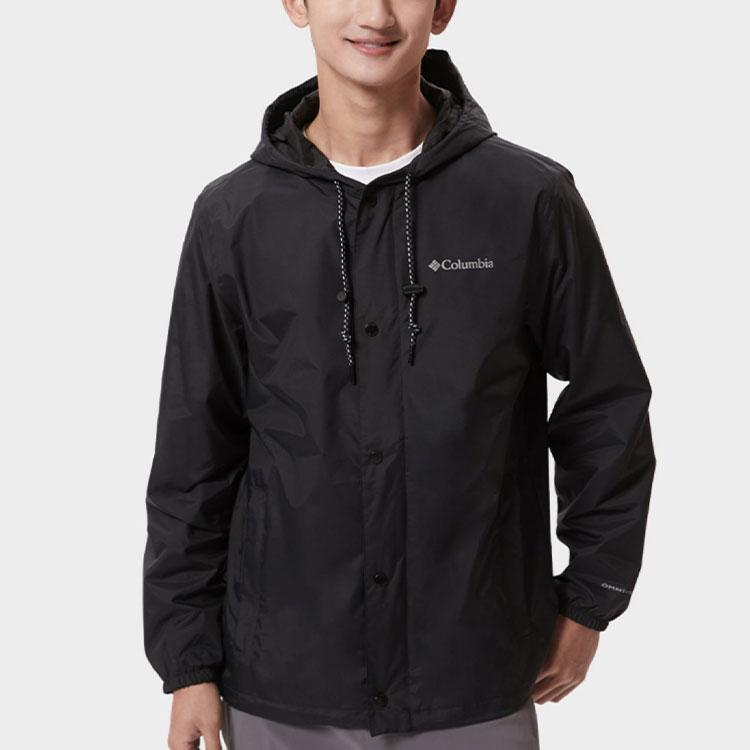Columbia Letter Print Hooded Waterproof Lightweight Jacket Men jackets Black WE3431-010