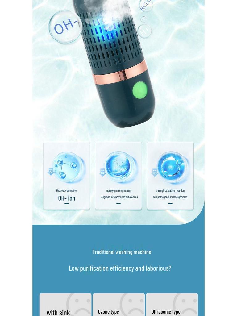Wireless Fruit & Vegetable Purifier: Household Appliance for Washing and Disinfecting Produce, Removing Pesticide Residues.