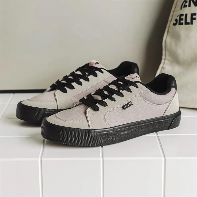 Men's Sneakers Comfortable Anti Slip Canvas Shoes New Korean Sports Shoes Fashion Lace Up Skateboarding Shoes