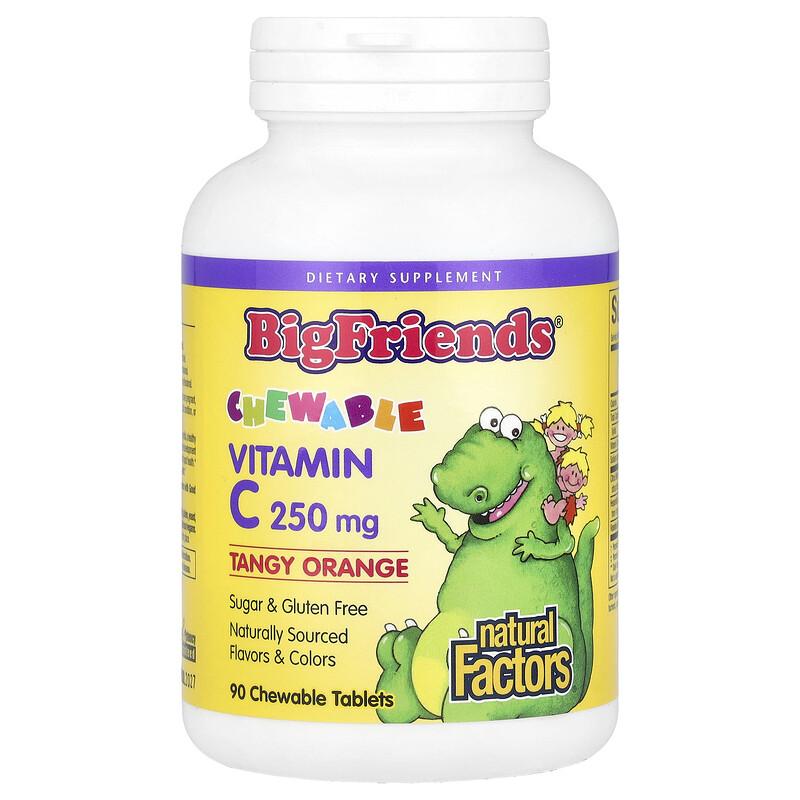 Big Friends, Chewable Vitamin C, Tangy Orange, 250 mg, 90 Chewable Tablets