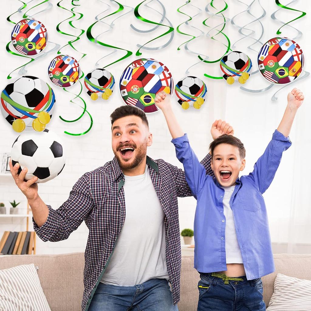 Soccer Party Decorations Hanging Swirls Set for 2026 Session Perfect Birthday Celebration Game Day Decor for Family Bar