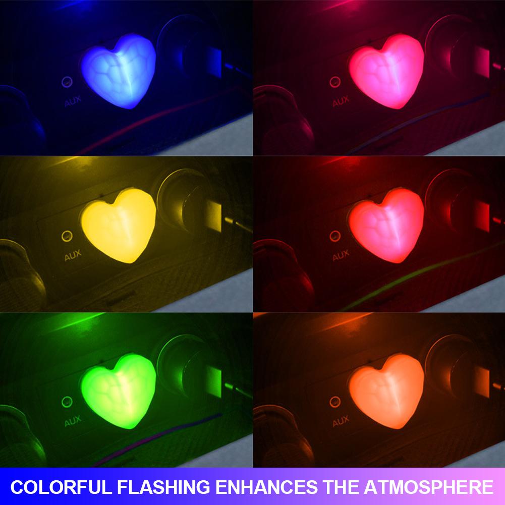 USB Car Interior Ambient Atmosphere Light LED Decorative Heart Type Lights for Auto Reading Lamp Decorations